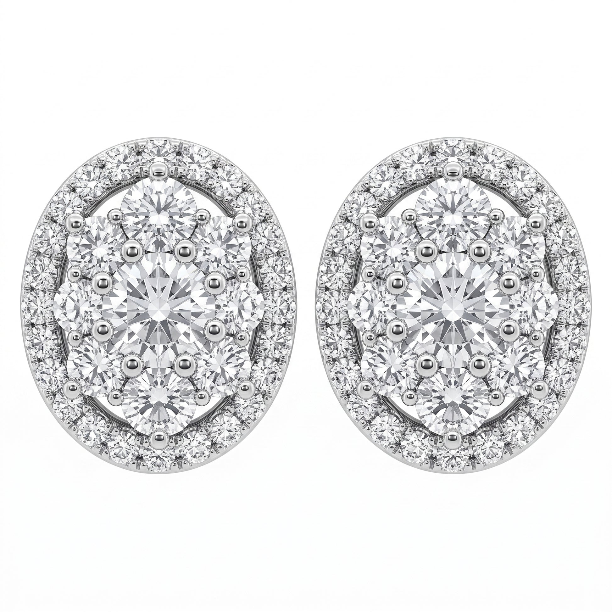 67-Diamond Oval Stud Earrings in 14K white gold - white background hero