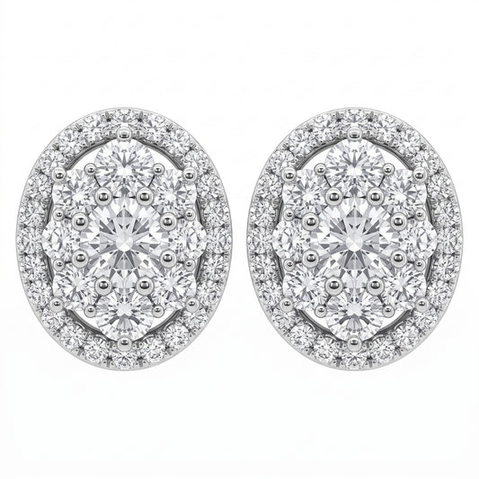 67-Diamond Oval Stud Earrings in 14K white gold - white background hero