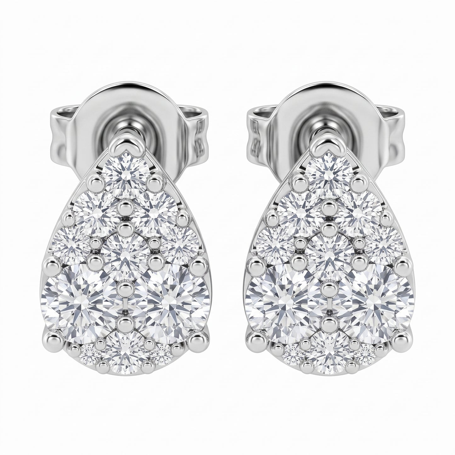 26-Diamond Pear-Shape Stud Earrings in 18K white gold - front view