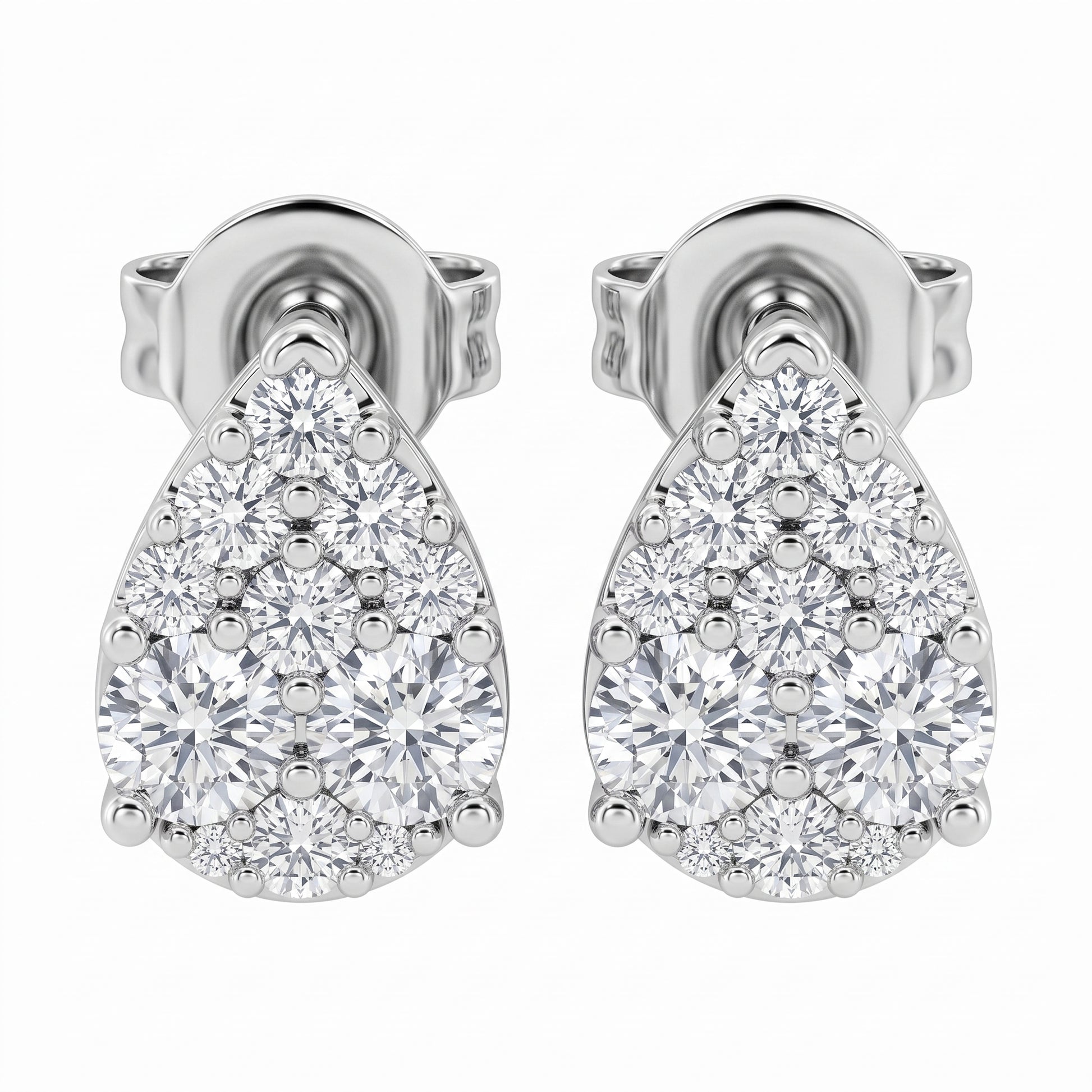 26-Diamond Pear-Shape Stud Earrings in 18K white gold - front view