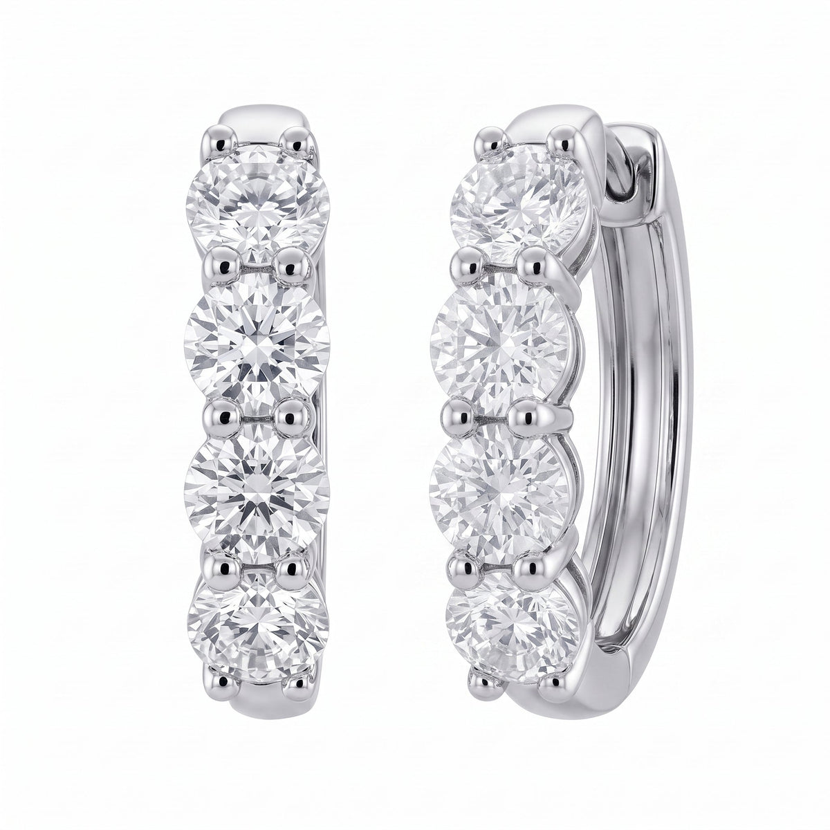 8-Diamond Baby Hoop Earrings