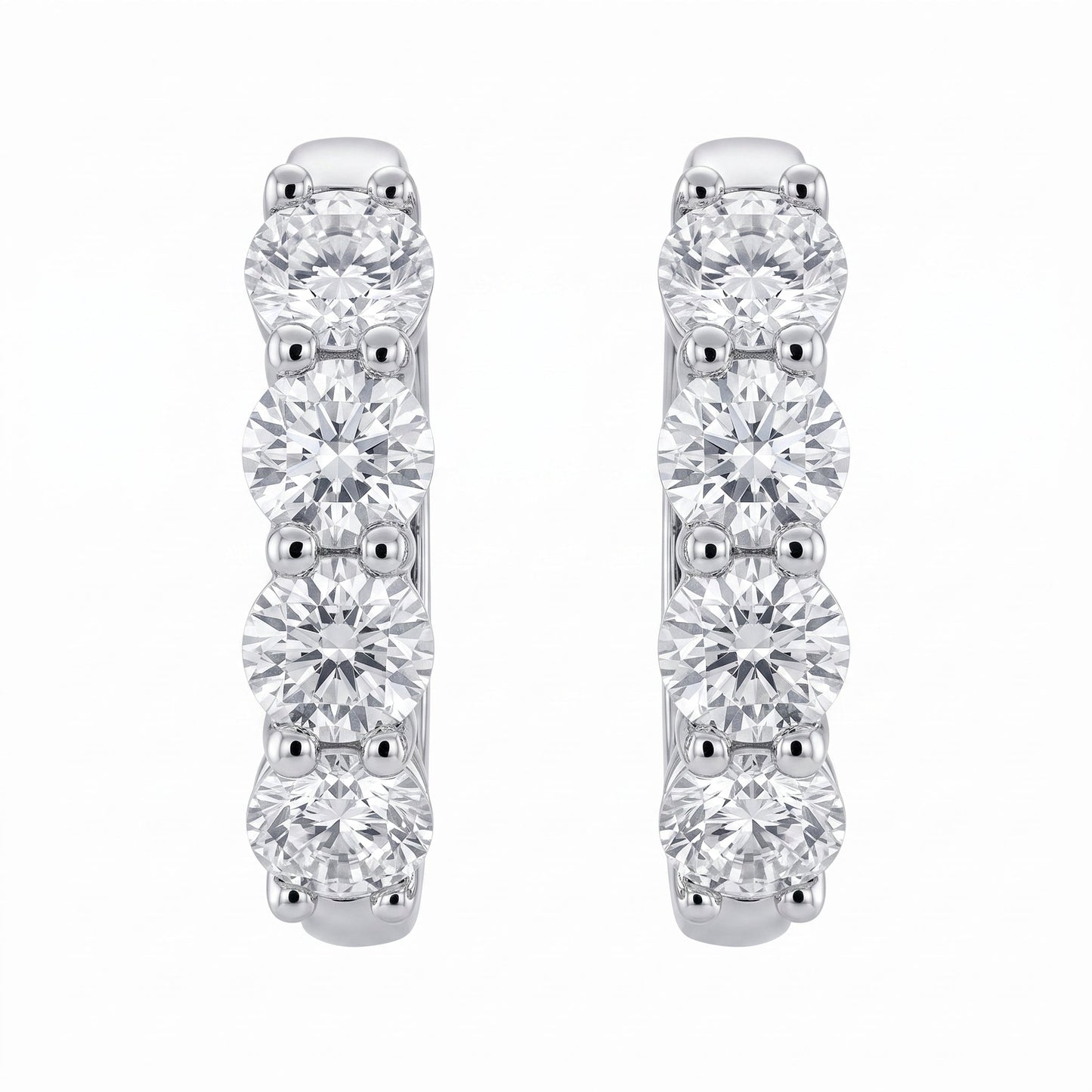 8-Diamond Baby Hoop Earrings