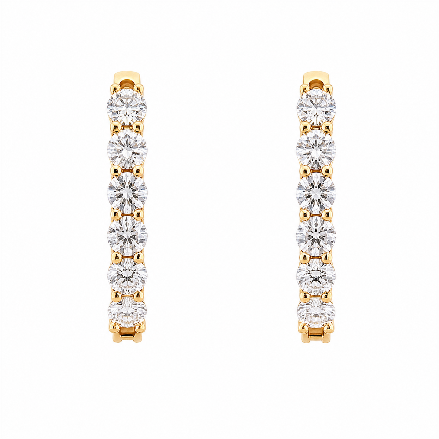 DEM1344AYW-12 W-1 frontal pair - round diamond shared-prong oval hoop earrings