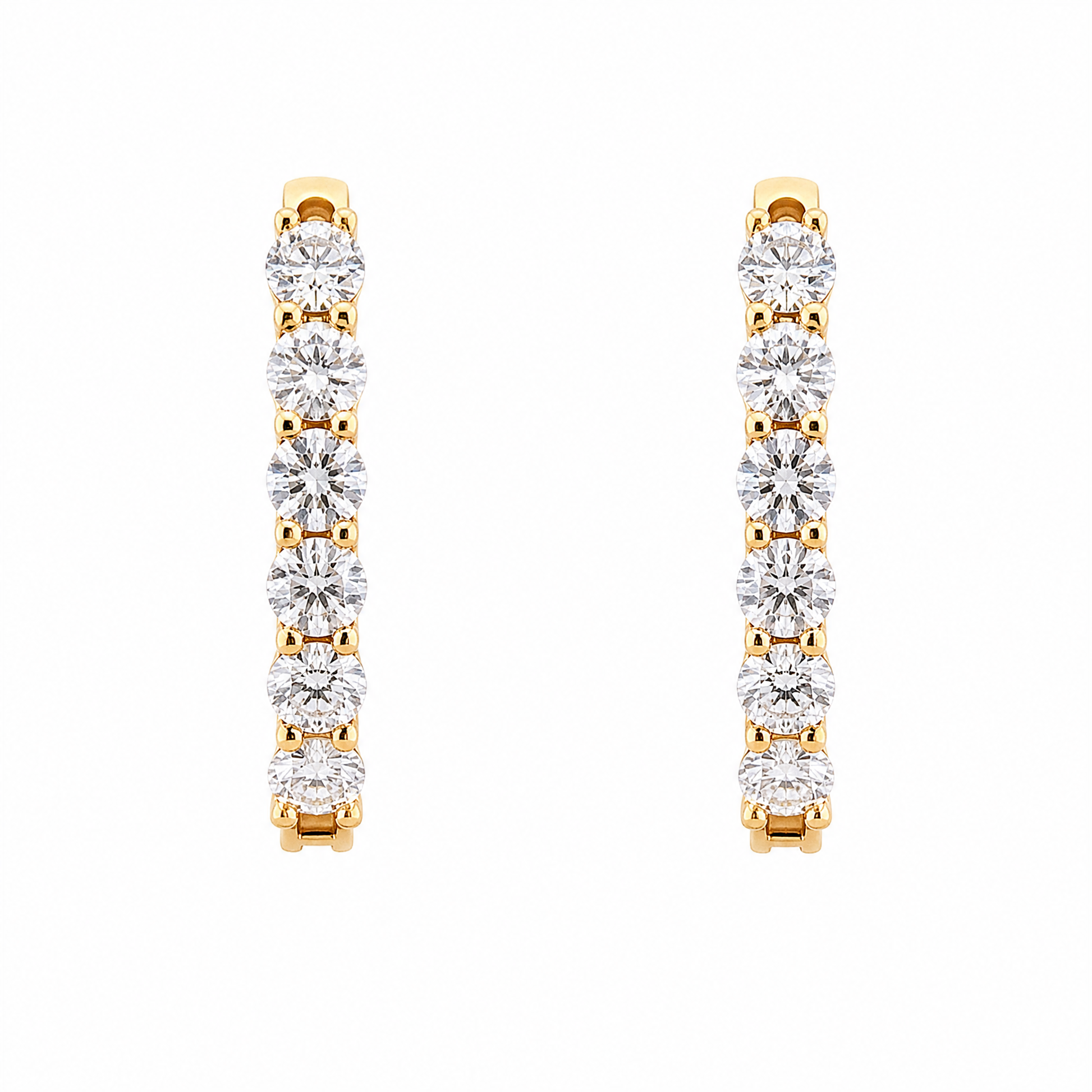 DEM1344AYW-12 W-1 frontal pair - round diamond shared-prong oval hoop earrings