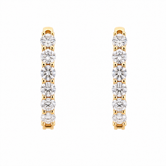 DEM1344AYW-12 W-1 frontal pair - round diamond shared-prong oval hoop earrings