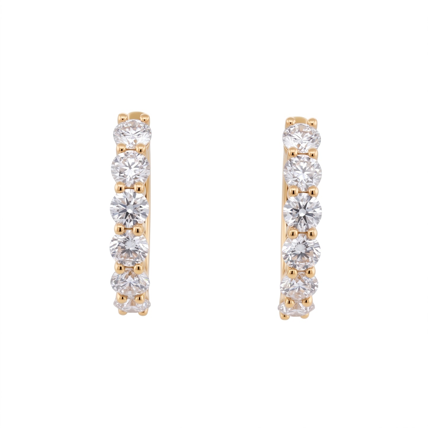 2.96ct Diamond Hoop Earrings in 18K Yellow & White Gold