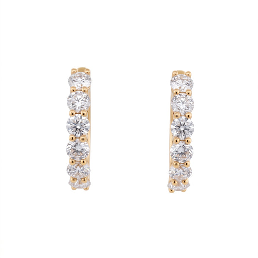 2.96ct Diamond Hoop Earrings in 18K Yellow & White Gold