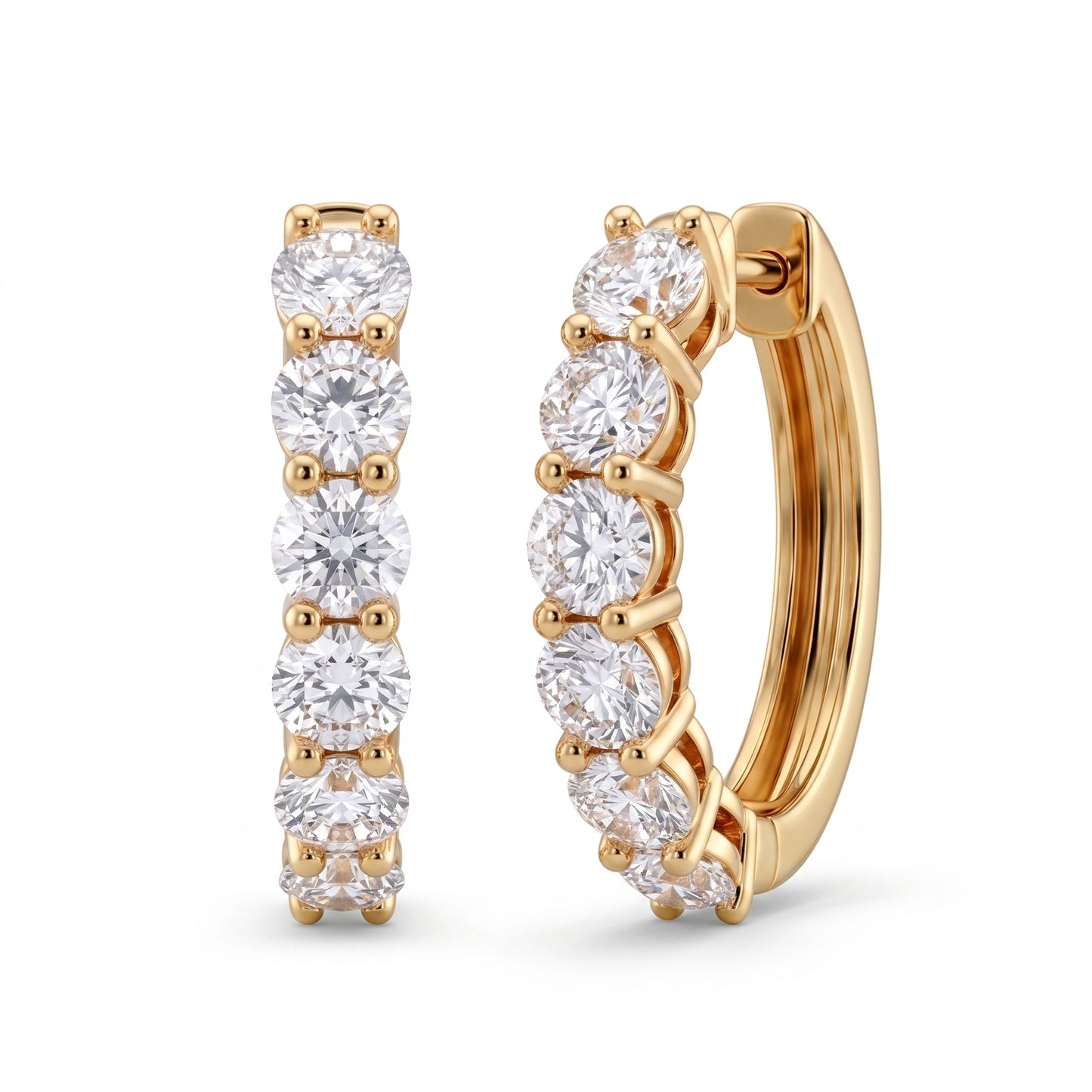 2.96ct Diamond Hoop Earrings in 18K Yellow & White Gold