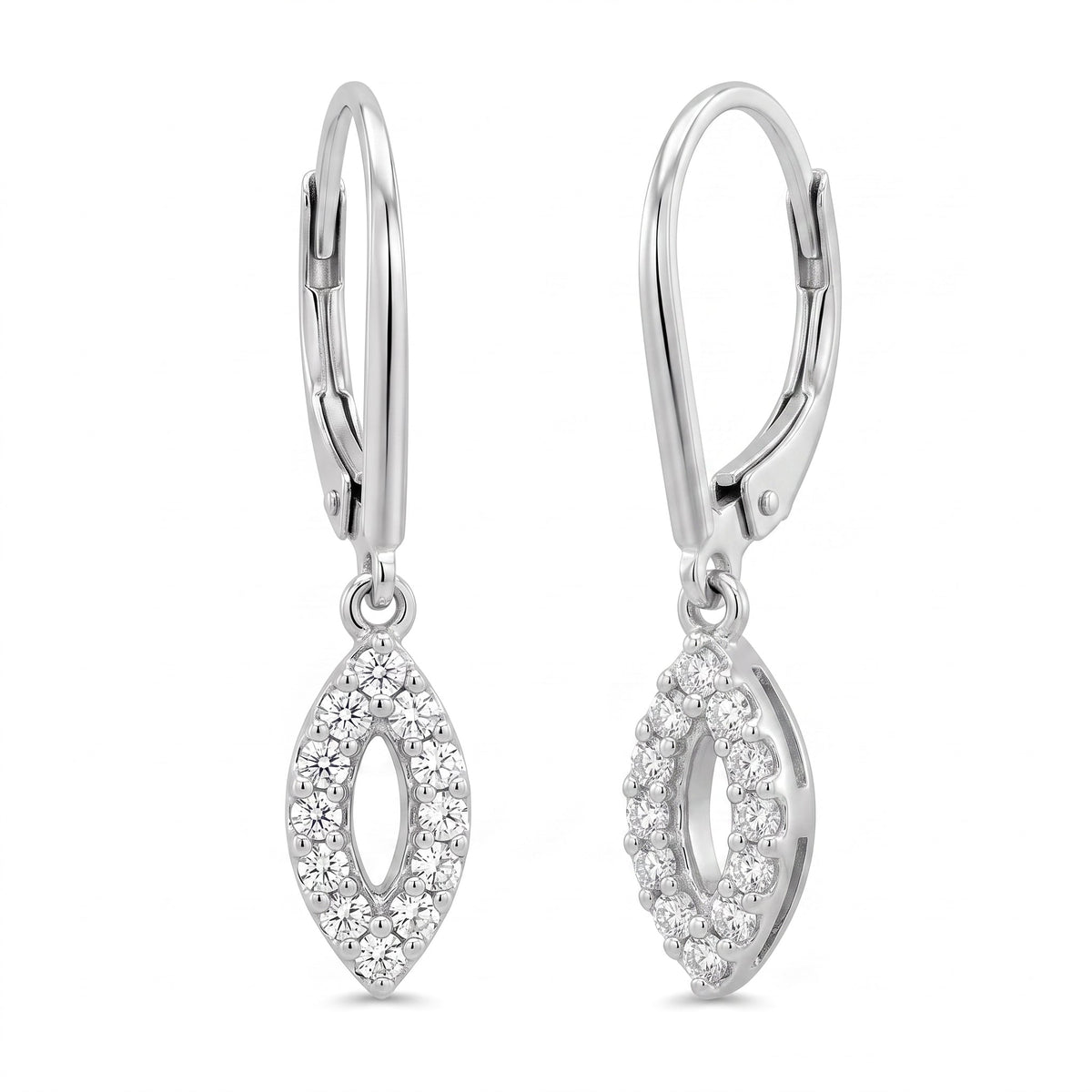24 Single-Cut Diamond Marquise Dangle Lever-Back Earrings