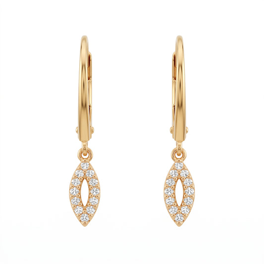 24 Single-Cut Diamond Marquise Dangle Lever-Back Earrings