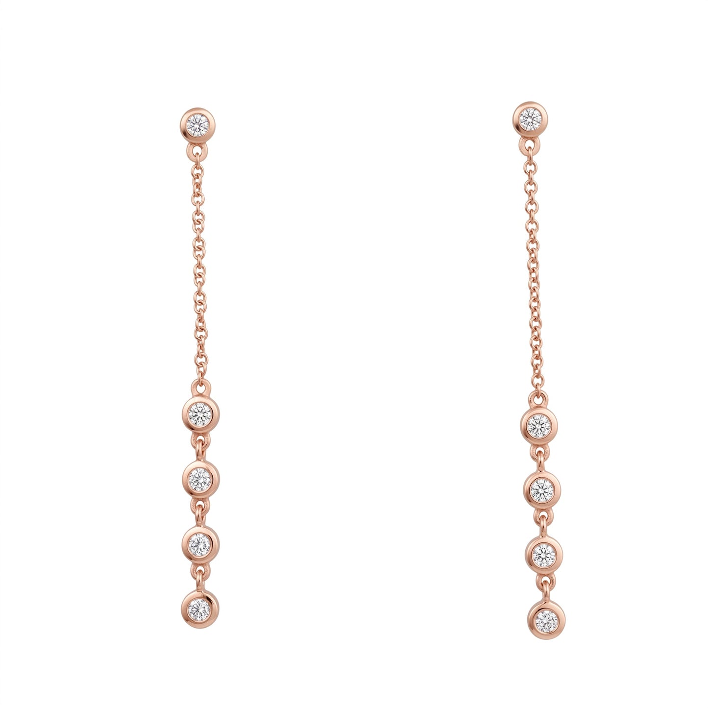 10-Diamond Dangle Chain Earrings