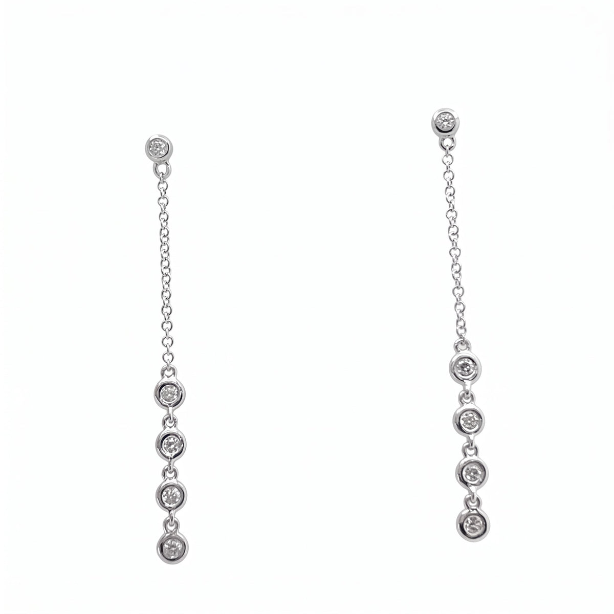 10-Diamond Dangle Chain Earrings