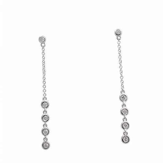 10-Diamond Dangle Chain Earrings