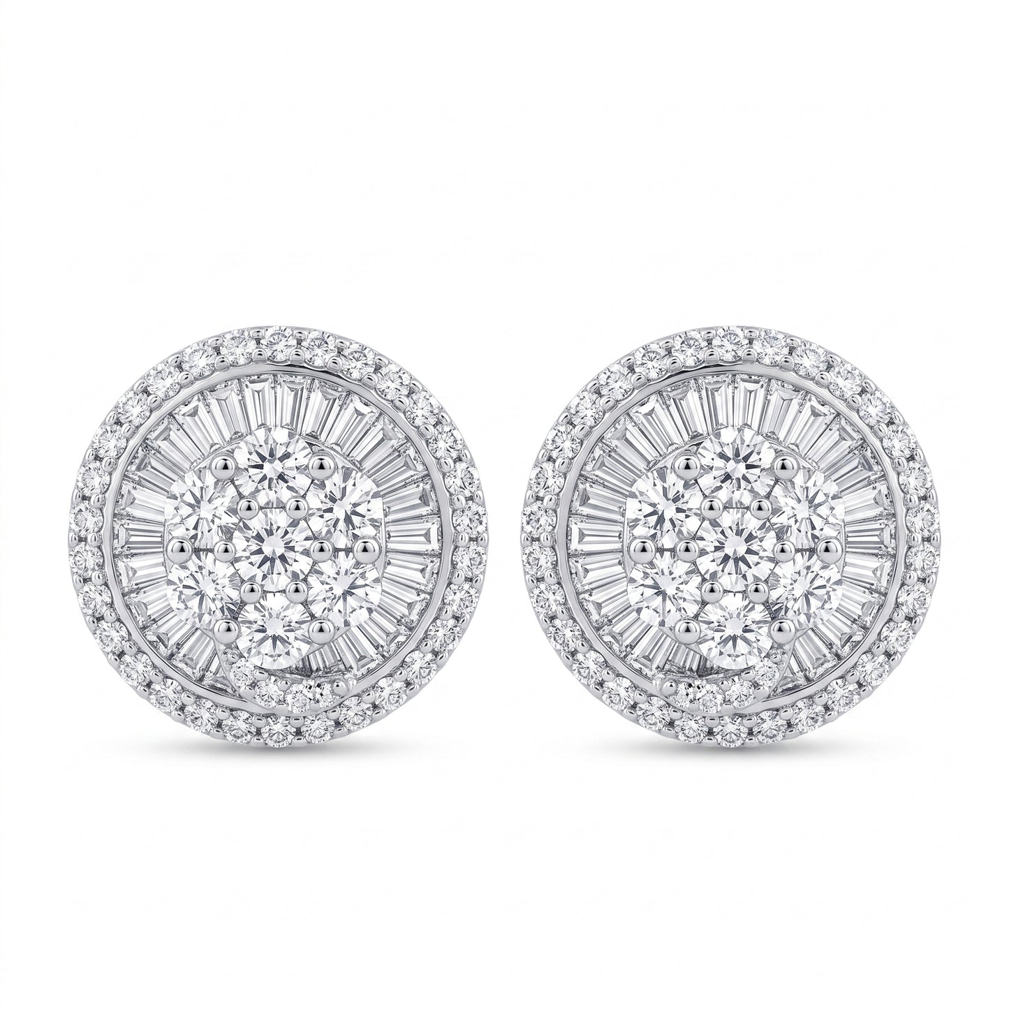 4.67ct Diamond Cluster Clip Earrings