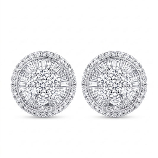 4.67ct Diamond Cluster Clip Earrings