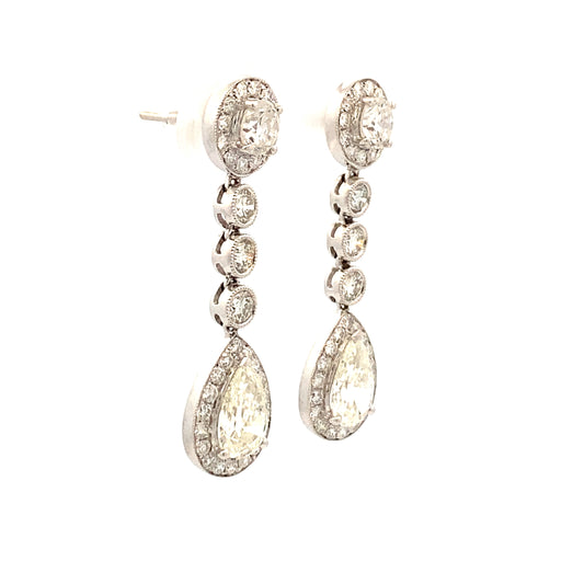 4.31ct Diamond Art Deco Drop Earrings