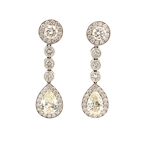 4.31ct Diamond Art Deco Drop Earrings