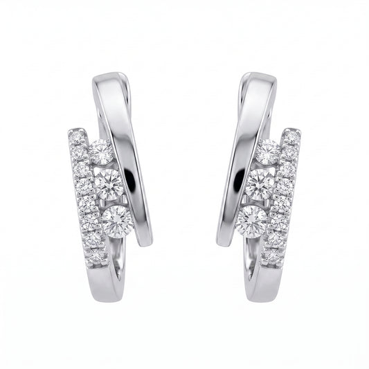 22-Diamond Pavé Hoop Earrings, 4.5x14x10mm - white background front view