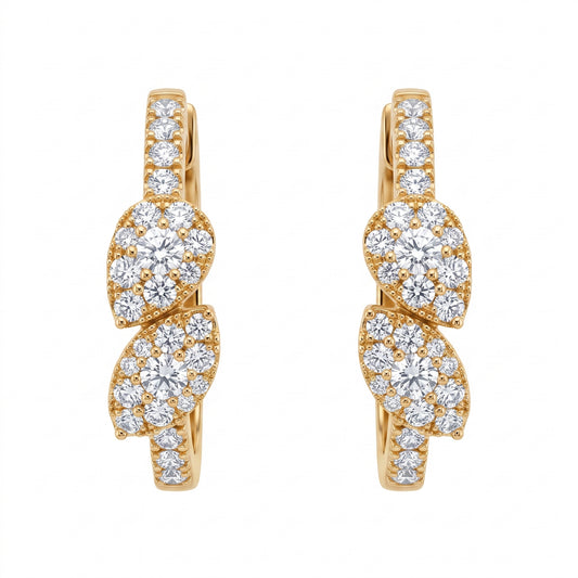 54-Diamond Pear & Marquise Hoop Earrings - white background view