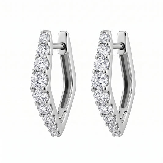 18-Diamond Shield-Shape Hoop Earrings, 12x17mm - white background