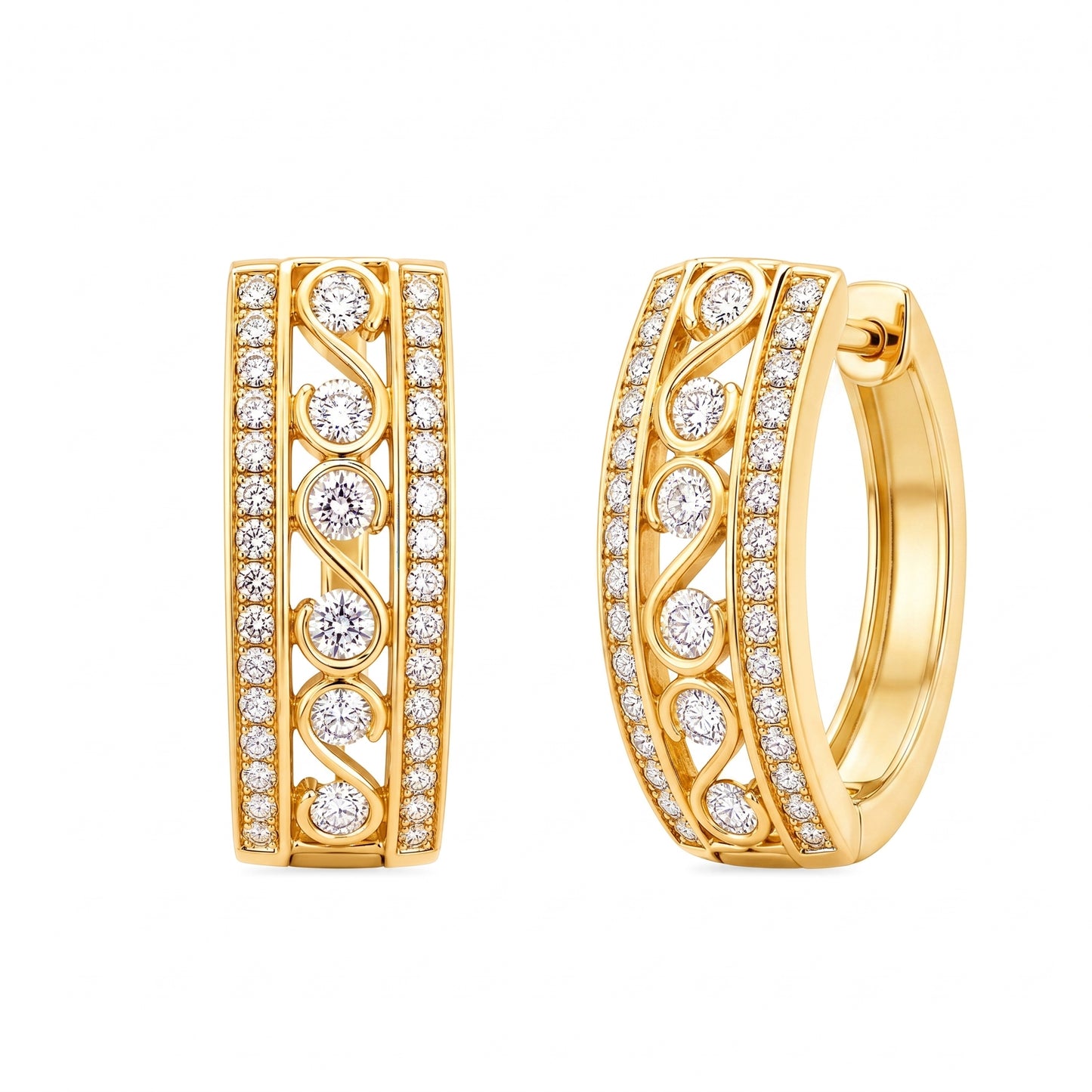 64-Diamond Oval Hoop Earrings