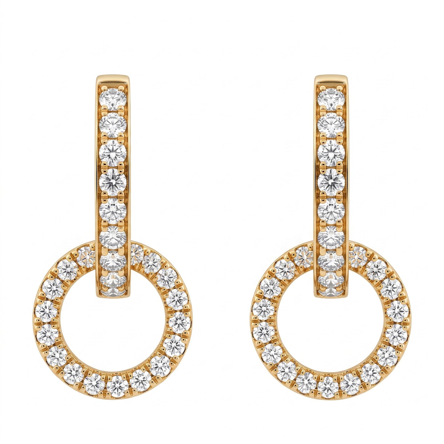 54-Diamond Door-Knocker Hoop Earrings - white background view