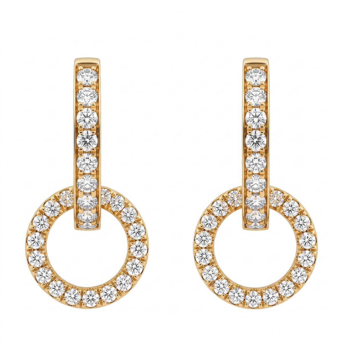 54-Diamond Door-Knocker Hoop Earrings - white background view