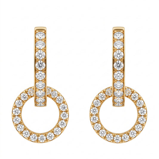 54-Diamond Door-Knocker Hoop Earrings - white background view
