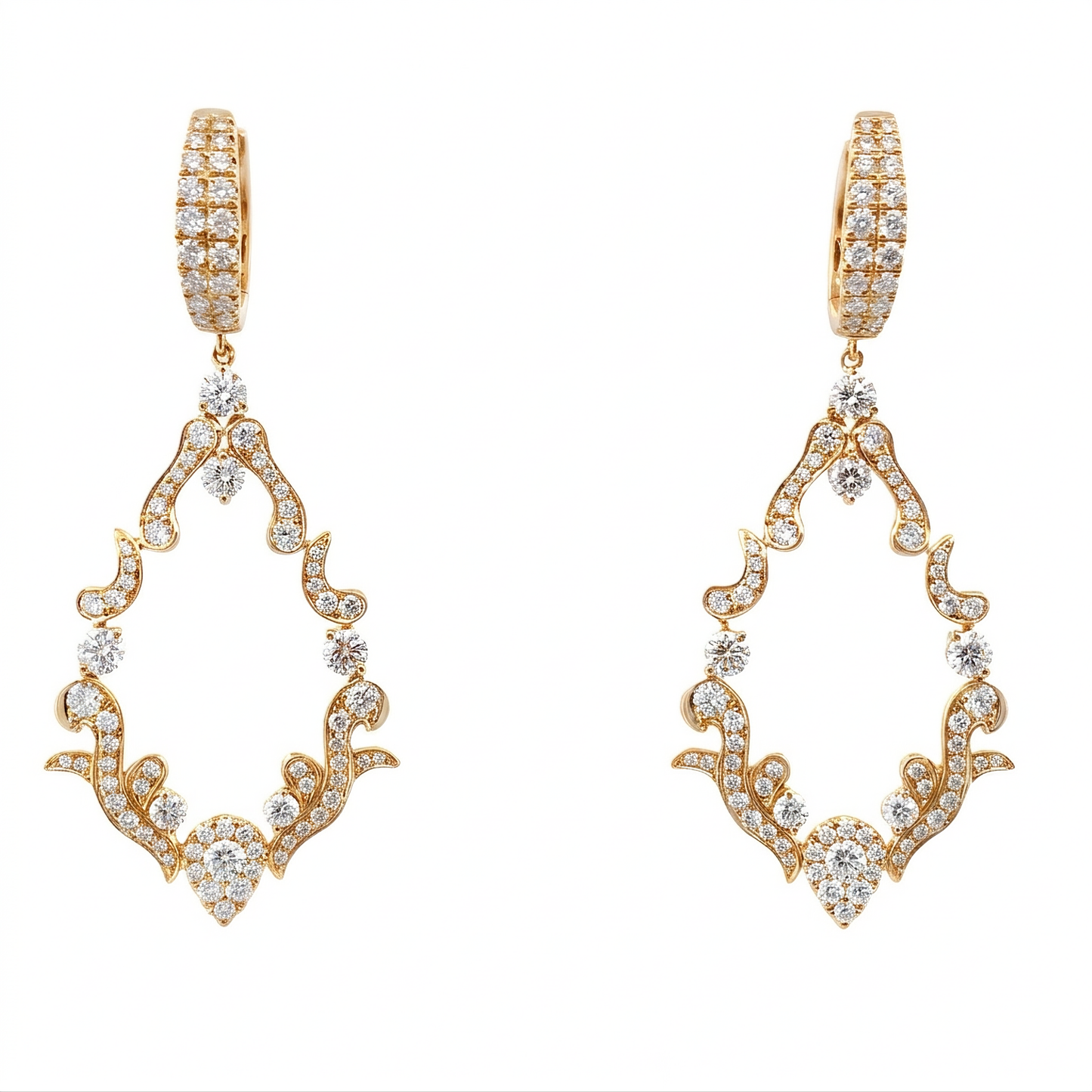 2.04 Carat Diamond Arabesque Drop Earrings