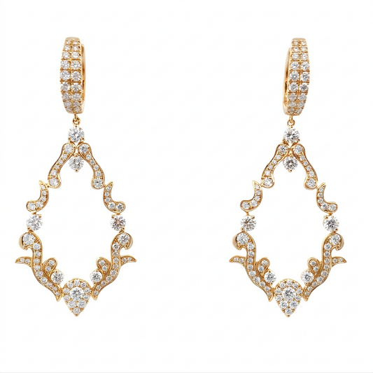 2.04 Carat Diamond Arabesque Drop Earrings