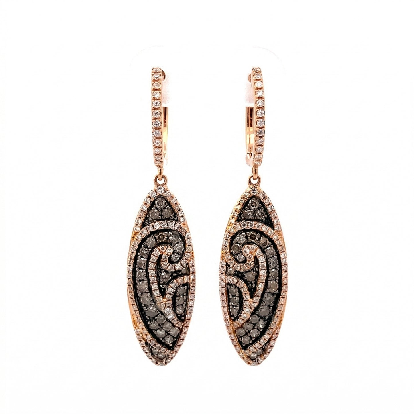 Brown Diamond Oval Earrings