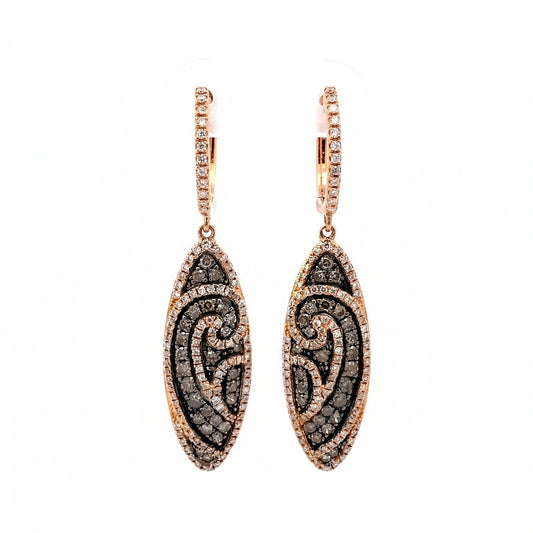 Brown Diamond Oval Earrings