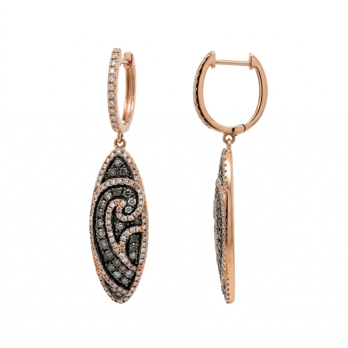 Brown Diamond Oval Earrings