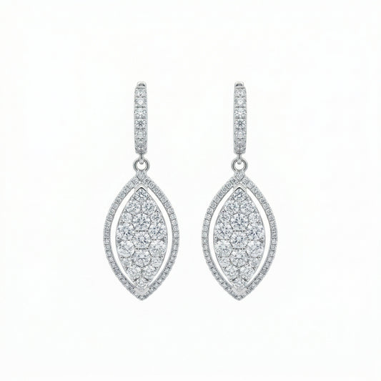 Diamond Marquise-shape Halo Earrings