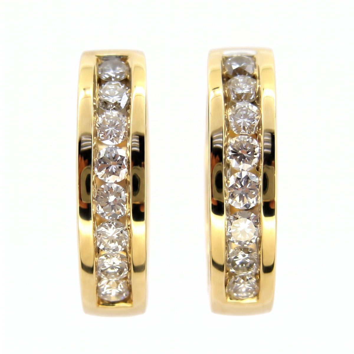 16-Diamond Hoop Earrings, 3x14mm