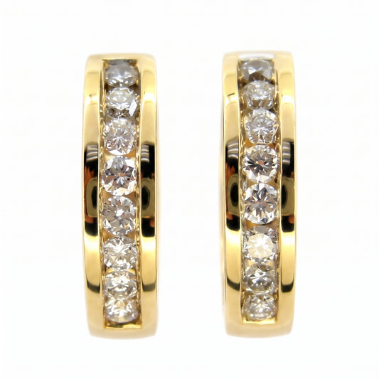 16-Diamond Hoop Earrings, 3x14mm