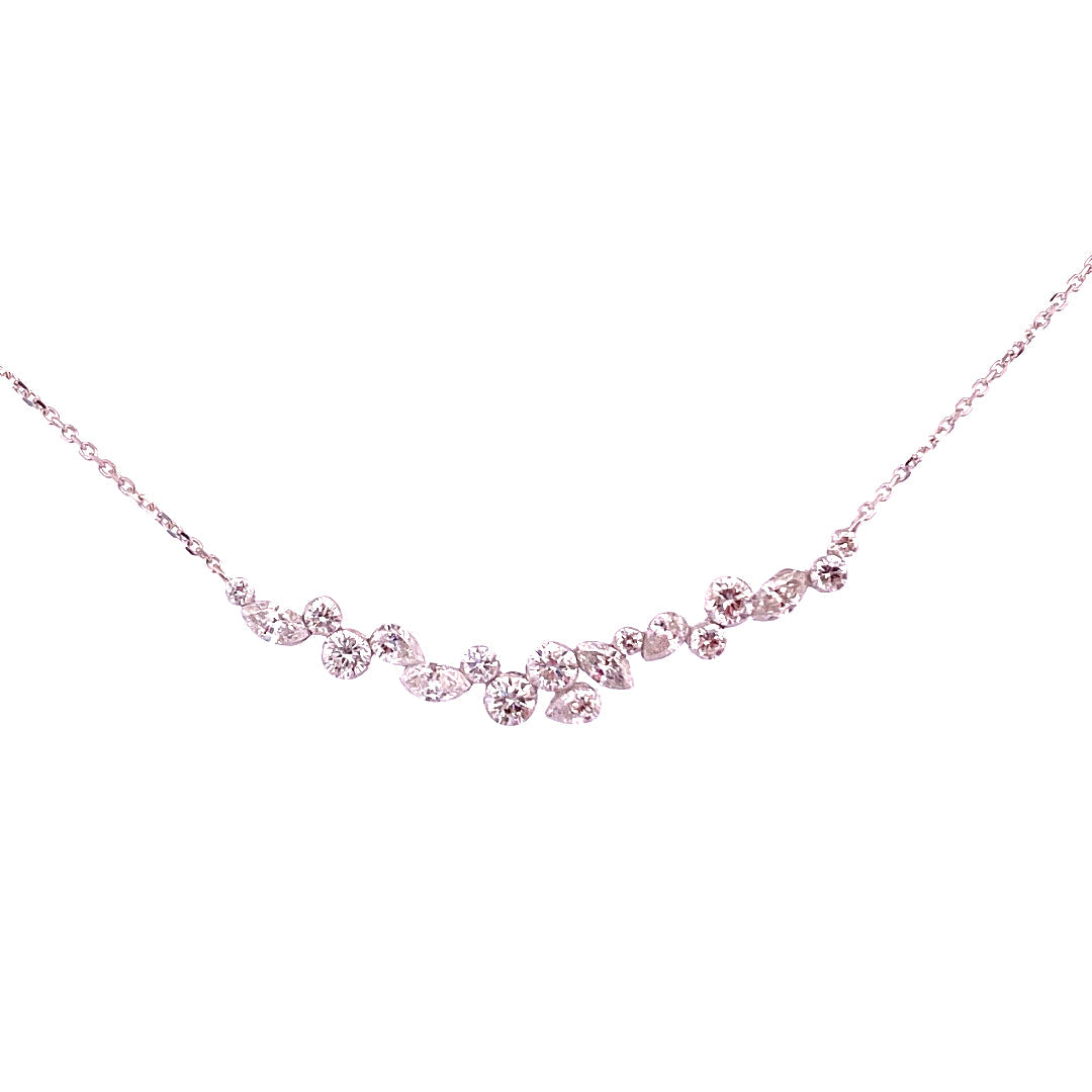 Mixed-Shape Diamond Scatter Necklace in 18K white gold