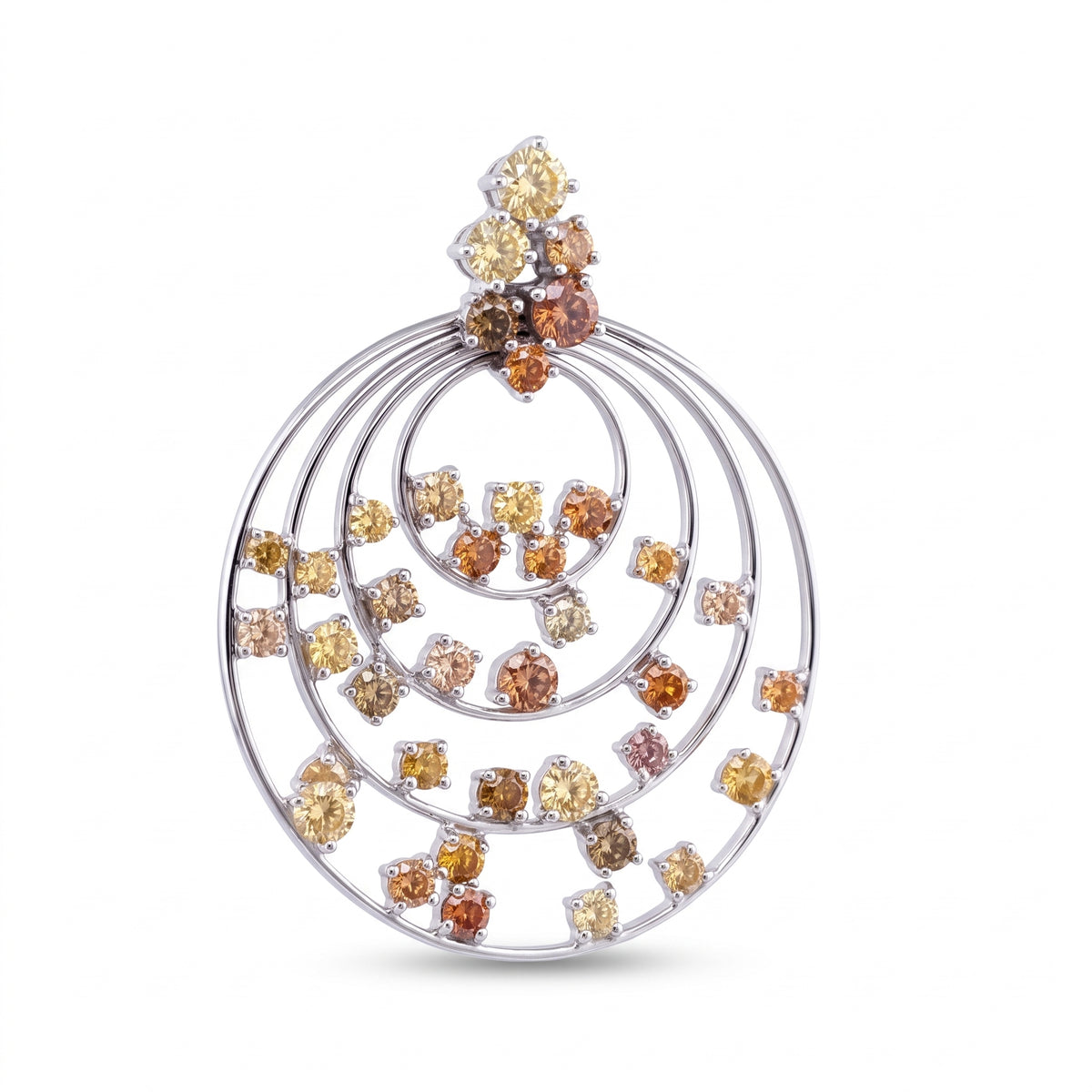 3.51 Carat Fancy Colored Diamond Concentric Circle Pendant Necklace