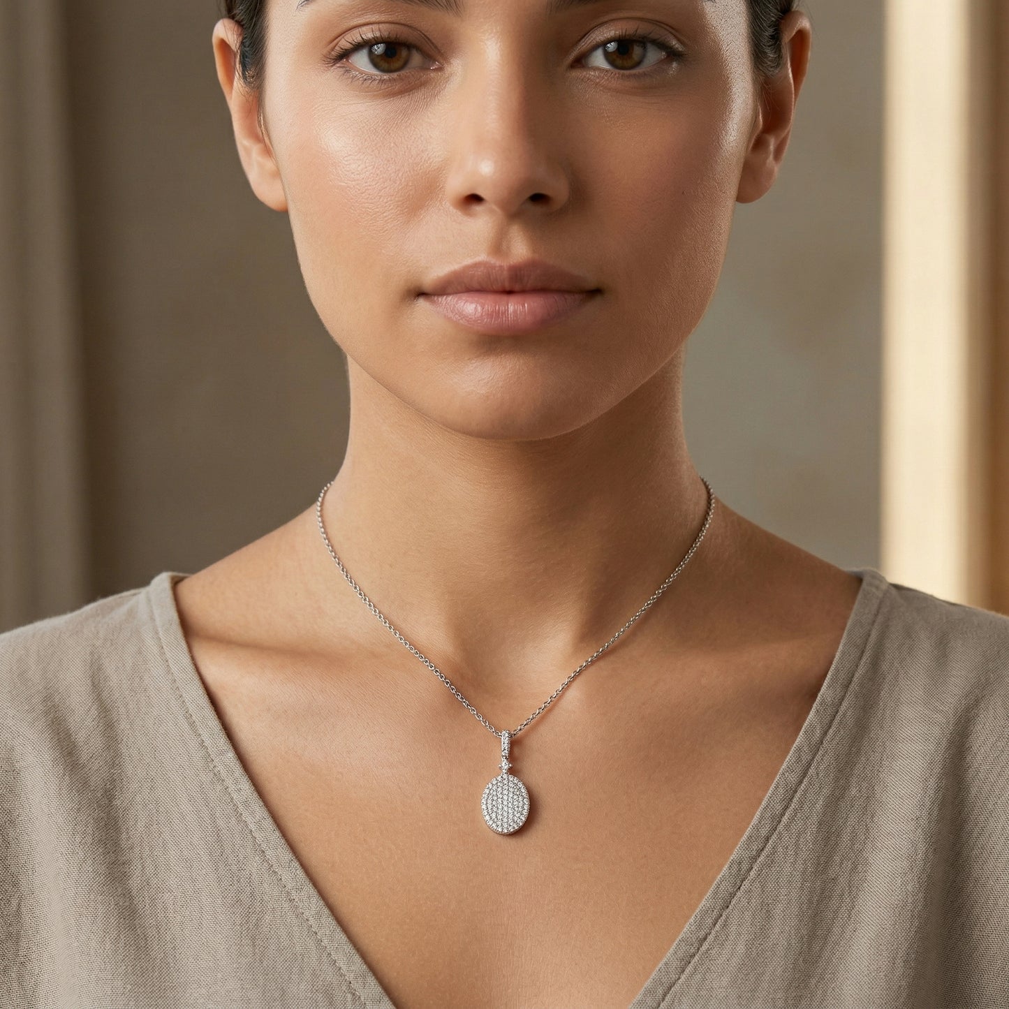 Pave Diamond Oval Pendant