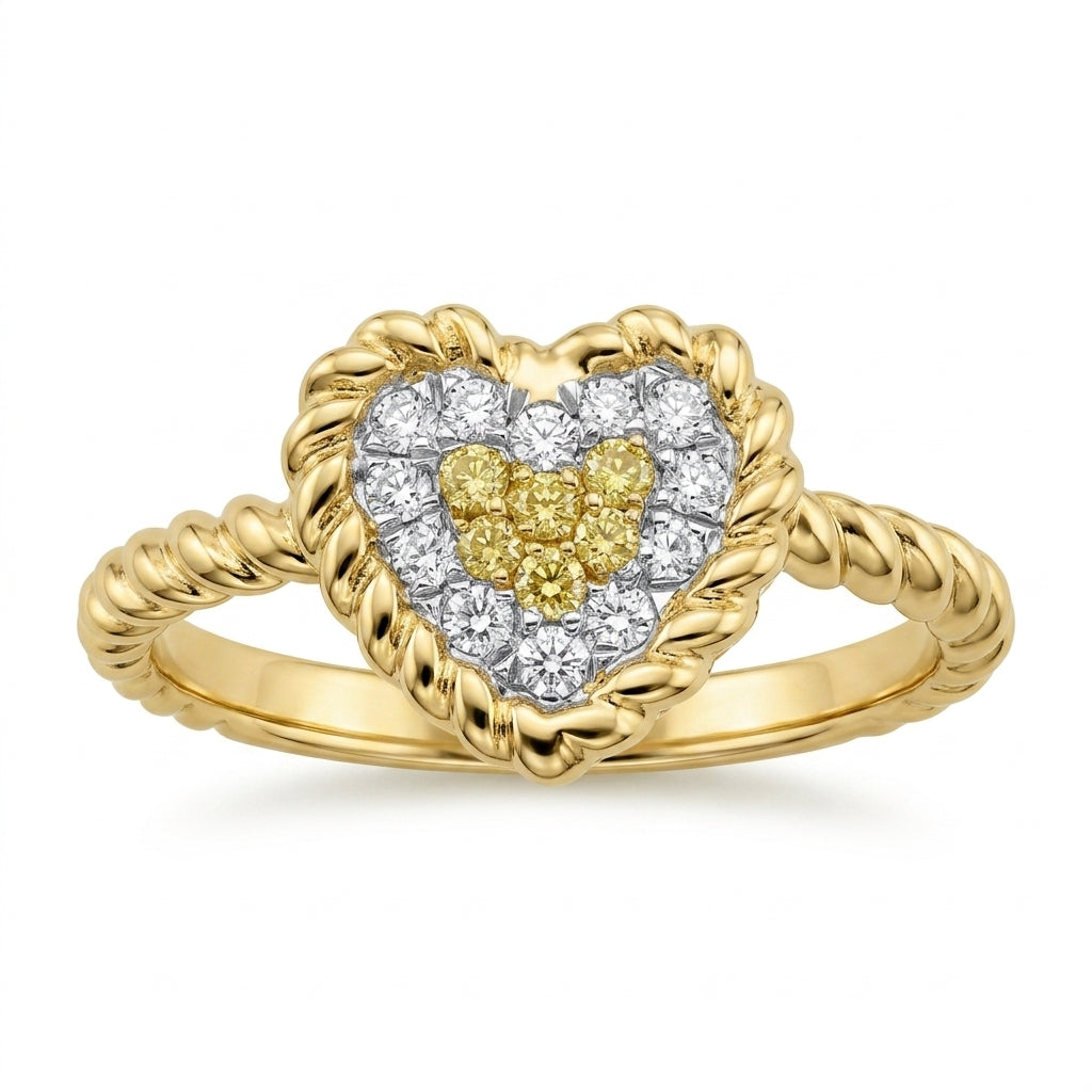 Yellow Diamond Pavé Heart Ring