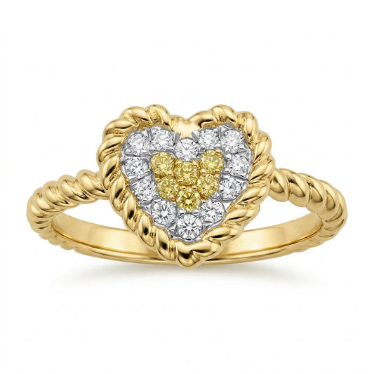 Yellow Diamond Pavé Heart Ring