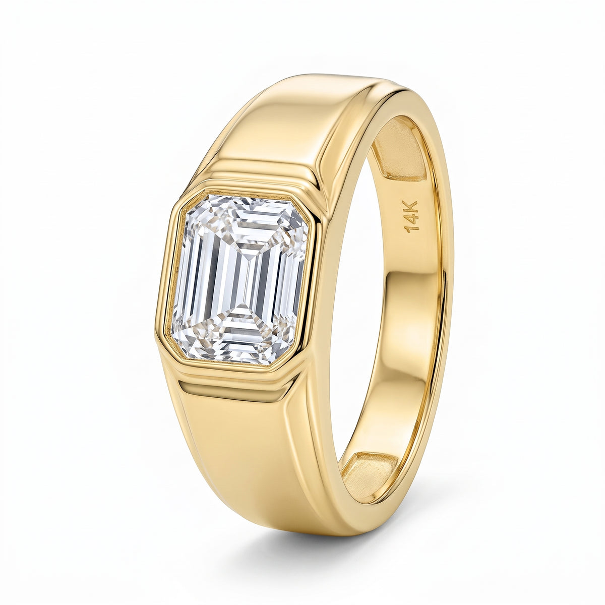 1.06 Carat Emerald-Cut Diamond Bezel-Set Solitaire Ring