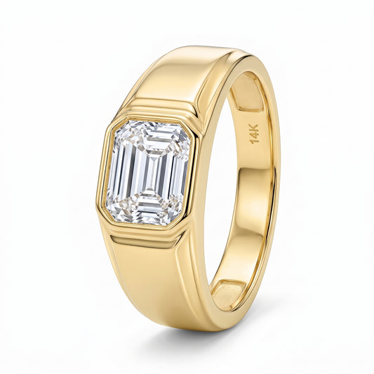 1.06 Carat Emerald-Cut Diamond Bezel-Set Solitaire Ring