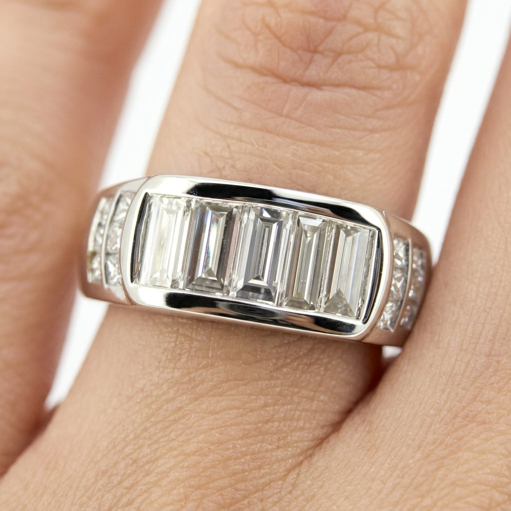 Baguette & Princess-Cut Diamond Band Ring