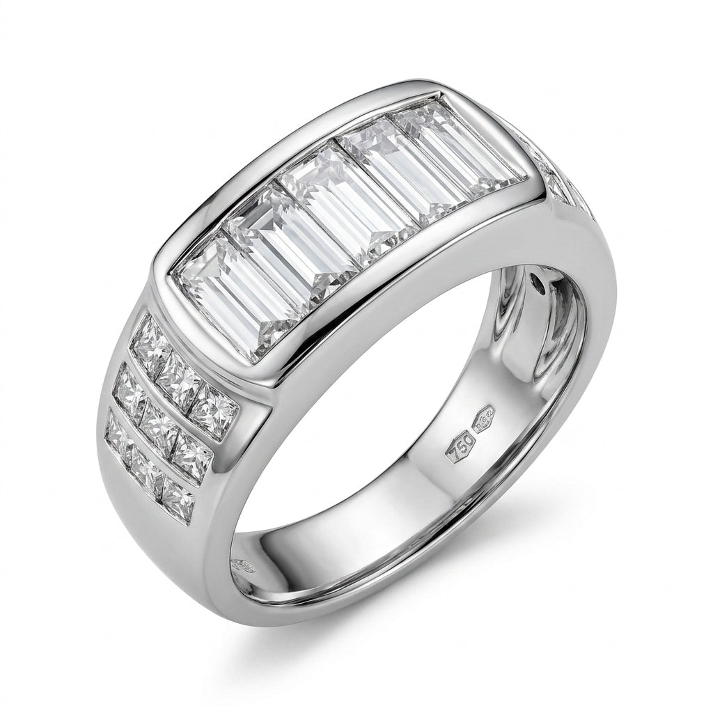 Baguette & Princess-Cut Diamond Band Ring