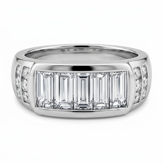 Baguette & Princess-Cut Diamond Band Ring