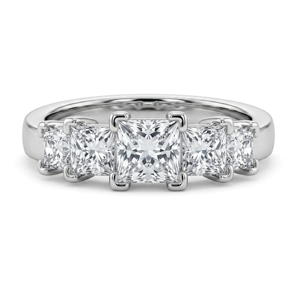 Five-Stone Princess-Cut Diamond Band Ring