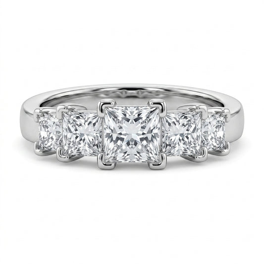 Five-Stone Princess-Cut Diamond Band Ring