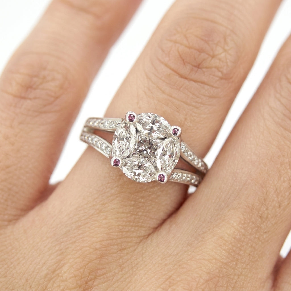Princess & Marquise Diamond Split-Shank Ring