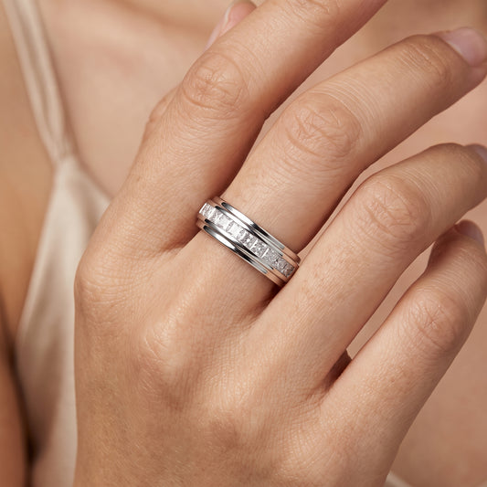 11 Princess-Cut Diamond Channel Band Ring
